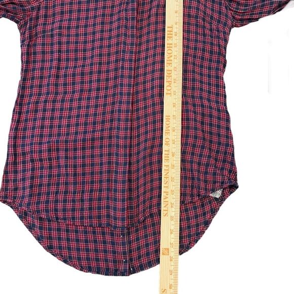 Liverpool Jeans Classic Fit Plaid Button Front Top Small Adjustable Sleeve Tunic - Picture 11 of 11